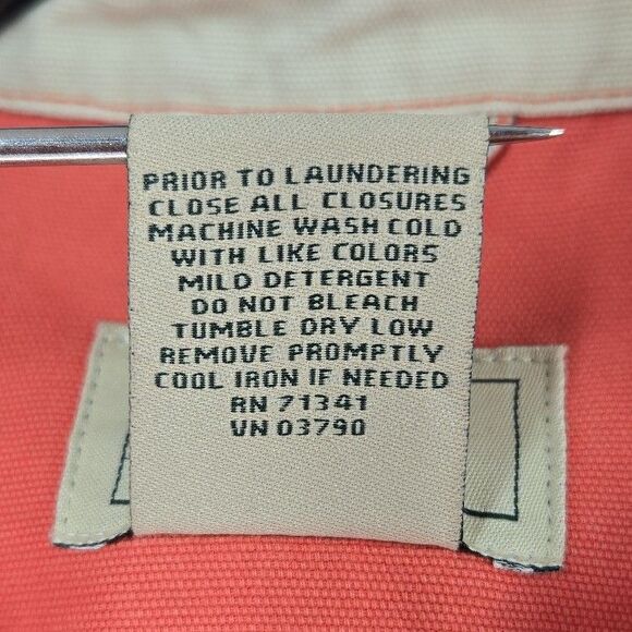 LL Bean Field Jacket Womens XL Coral Salmon Pink Canvas Cotton Zip Vintage 90s - Picture 12 of 12